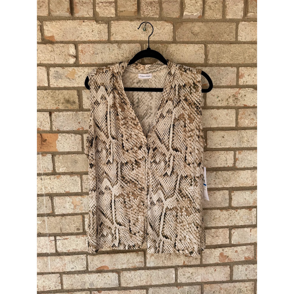 Calvin Klein Women’s Snakeskin Print Blouse Size XL NWT